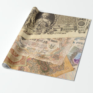 Papel De Presente Plano de fundo de várias cédulas vintage da Rússia