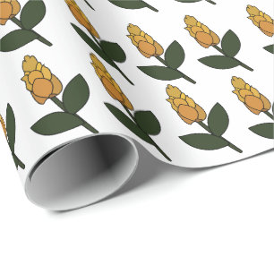 Papel De Presente Planta Flor Floral Amarela Dourada do Camarão