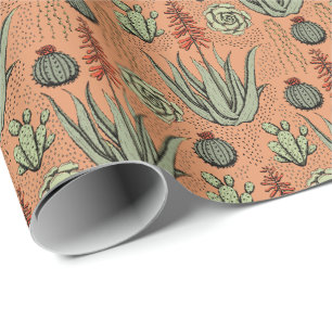 Papel De Presente Planta Lover Orange Aloe Vera Succults Cactus