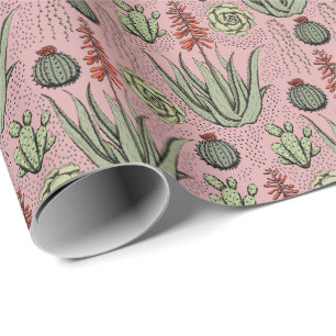 Papel De Presente Planta Lover Rosa Aloe Vera Sucultiva Cactus