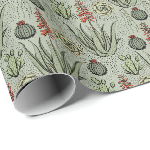 Papel De Presente Planta Lover Sage Green Aloe Vera Succults Cactus