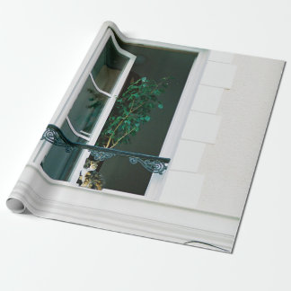 PAPEL DE PRESENTE PLANTA VERDE NA JANELA BRANCA