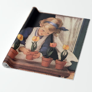 Papel De Presente Plantando Tulipas por Jessie Willcox Smith