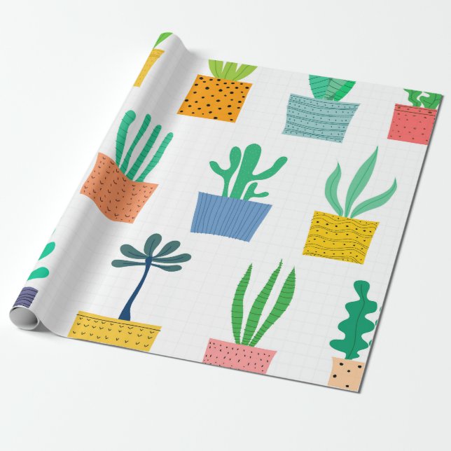Papel De Presente Plantas Coloridas (Desenrolado)