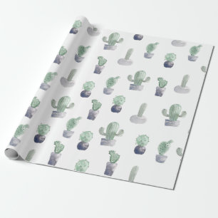 Papel De Presente Plantas De Cactus De Aquarela