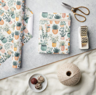 Papel De Presente Plantas Em Aquarela Fofa Amante De Jardinagem