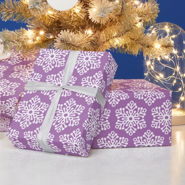 Papel De Presente plástico bonito com floco de neve de Natal roxo (Feriados)