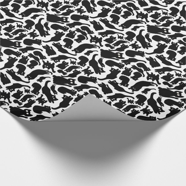 Papel De Presente Playful Black Cat Silhouettes Whimsical (Ponta)