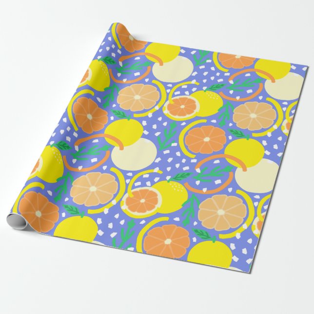 Papel De Presente Playful Citrus Fruit & Confetti Amalfi Coast (Desenrolado)