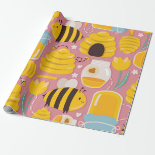 Papel De Presente Playful Honeybee and Hive Standard
