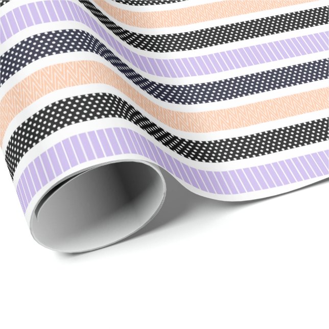Papel De Presente Playful Striped Polka Dot Pattern (Ponta do rolo)