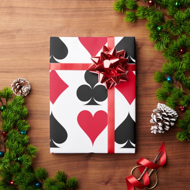Papel De Presente Playing cards symbols pattern (Presente de Natal)