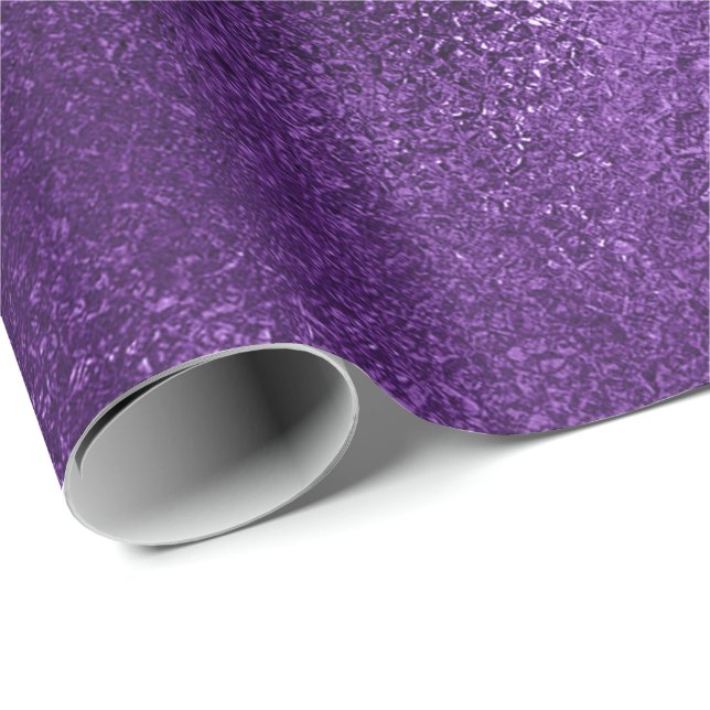 Papel De Presente Pluma Metálica De Vidro Púrpura Ultra Violeta Pant (Ponta do rolo)