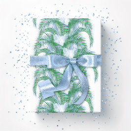 Papel De Presente Plume Palm Fronds in Blue and Green