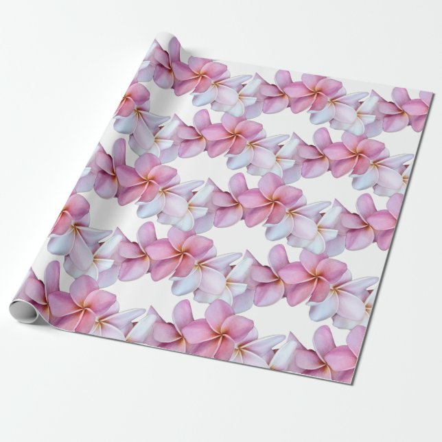Papel De Presente Plumeria Floresce em Rosa (Desenrolado)