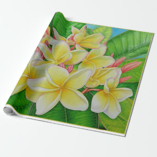 Papel De Presente Plumeria havaiano
