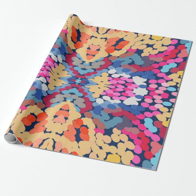 Papel De Presente Plumeria Tropical Flores Apontadas Padrão de Azule (Desenrolado)