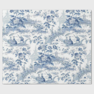 Papel De Presente Pó Blue Chinoiserie Toile