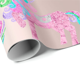 Papel De Presente Pó Brilhante Rosa Brilhante Unicorn Pó Brilhante