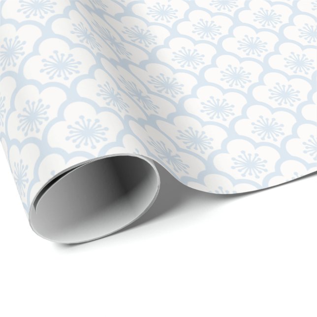 Papel De Presente Pó de Sakura Azul Suave - Neutro (Ponta do rolo)