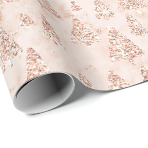 Papel De Presente Pó Rosa Dourado Brilhante Árvore de Natal Lux