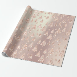 Papel De Presente Pó Rosa Rosa Dourado Glitter Árvore de Natal Metal