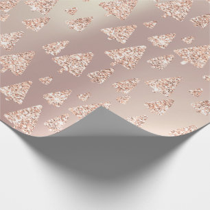 Papel De Presente Pó Rosa Rosa Dourado Glitter Árvore de Natal Metal