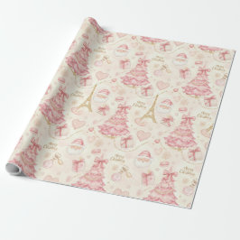 Papel De Presente Poeira de Coquete Parisiense Rosa Desbotado Toile 