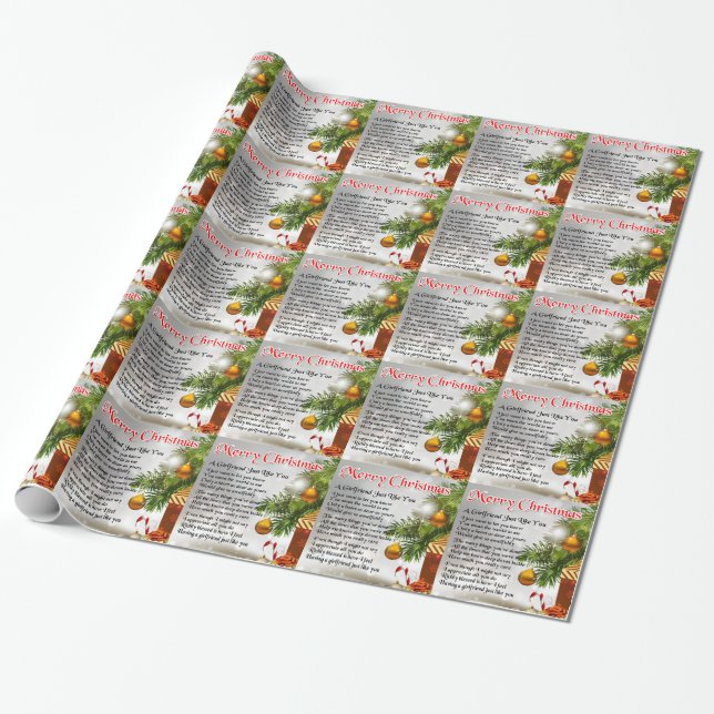 Papel De Presente Poema do namorada - design do Natal (Desenrolado)