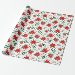 Papel De Presente Poinsettia Botânica Minimalista da Aquarela
