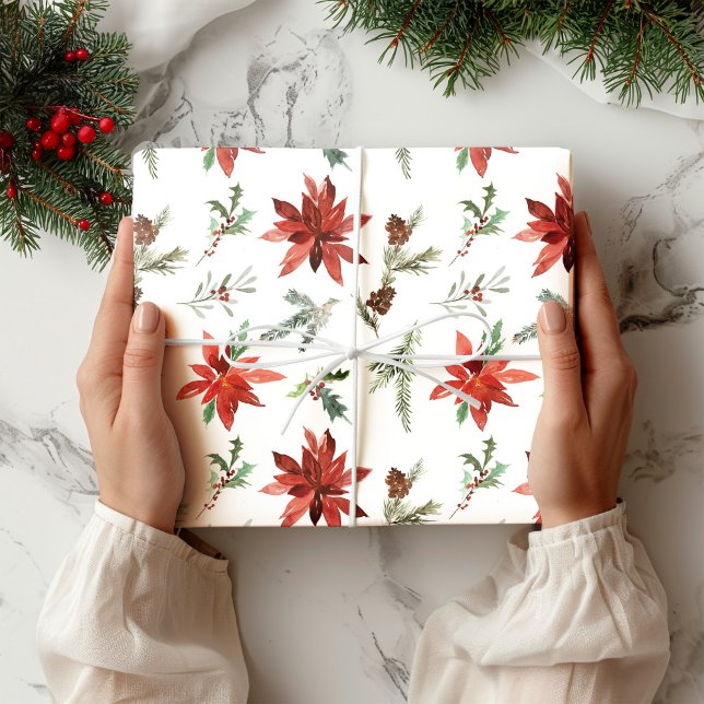 Papel De Presente Poinsettia Christmas (Criador carregado)