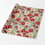 Papel De Presente Poinsettia Christmas Floral<br><div class="desc">Design original por Jennifer @ Little Patinete Studios</div>