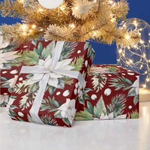 Papel De Presente Poinsettia de Natal Vermelhos Vermelhos Escuros Vi