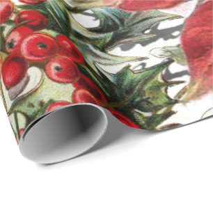 Papel De Presente Poinsettia e azevinho