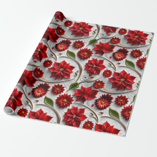 Papel De Presente Poinsettia e Folhas