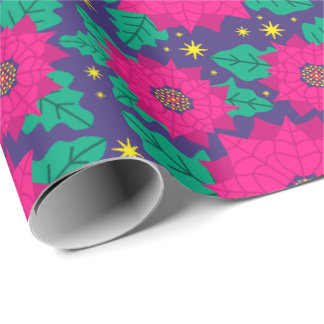Papel De Presente Poinsettia Neon