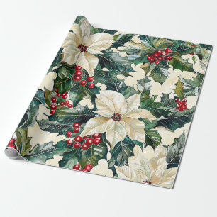 Papel De Presente Poinsettia Padrão Floral de Natal (19)