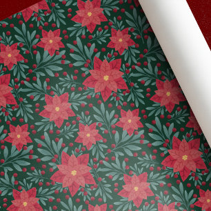 Papel De Presente Poinsettia — Papel de Moldagem de Férias de Natal