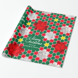 Papel De Presente Poinsettia Star - foto vermelha da família de Nata