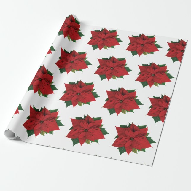 Papel De Presente Poinsettia Wrapping Paper (Desenrolado)