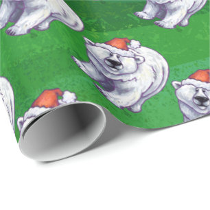 Papel De Presente Polar Bear Natal Em Verde