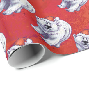 Papel De Presente Polar Bear Natal Em Vermelho