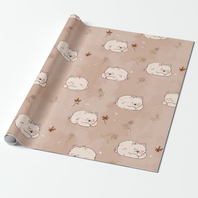 Papel De Presente Polar Bear Spring Wrapping Paper (Desenrolado)