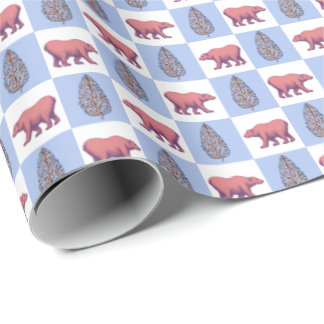 Papel De Presente Polar Bears and Block Print Topiary Wrapping Paper