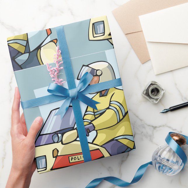 Papel De Presente Police Motorcycle Officer Law Enforcement (Criador carregado)