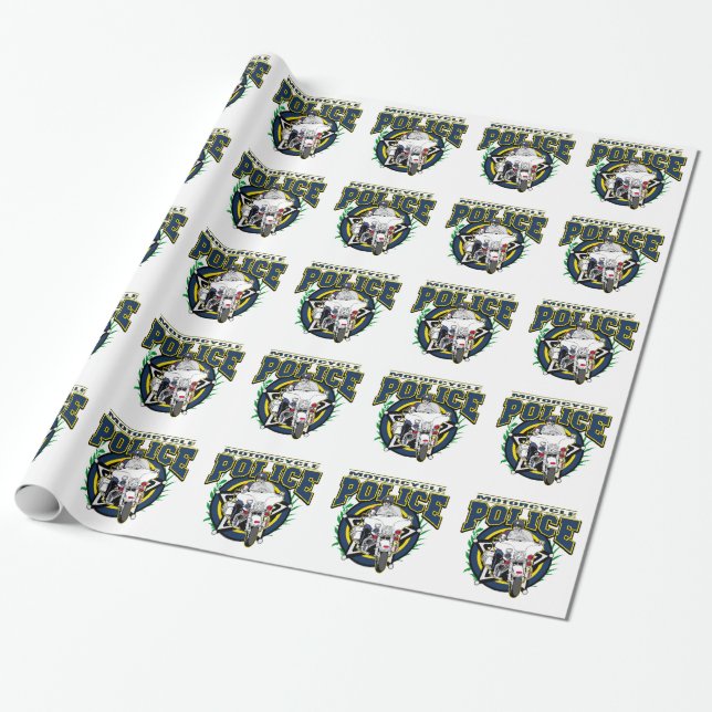 Papel De Presente Polícia da motocicleta (Desenrolado)