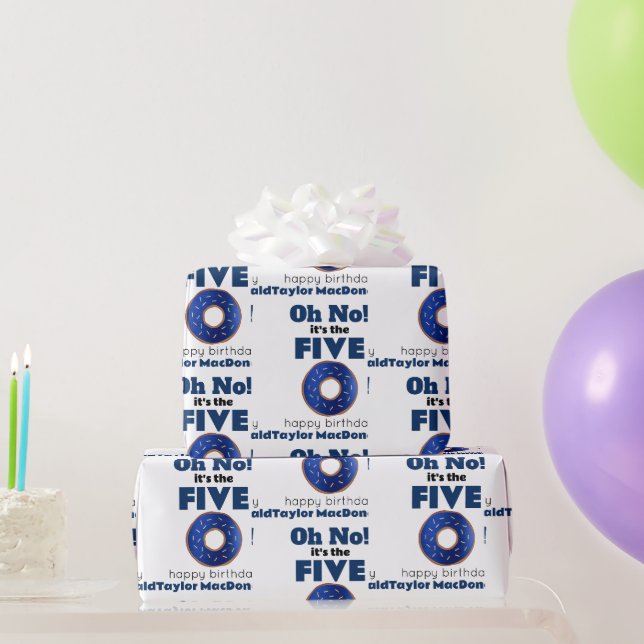 Papel De Presente Polícia Engraçada Donut 50º Aniversário (Presentes para festas)
