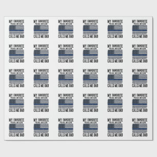 Papel De Presente Policial Pai Thin Blue Line Vintage Vetor D