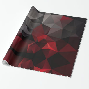 Papel De Presente Poligonal, preto e vermelho