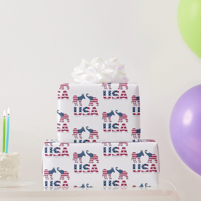 Papel De Presente Política Republicana de Elefantes Democrata dos EU (Presentes para festas)